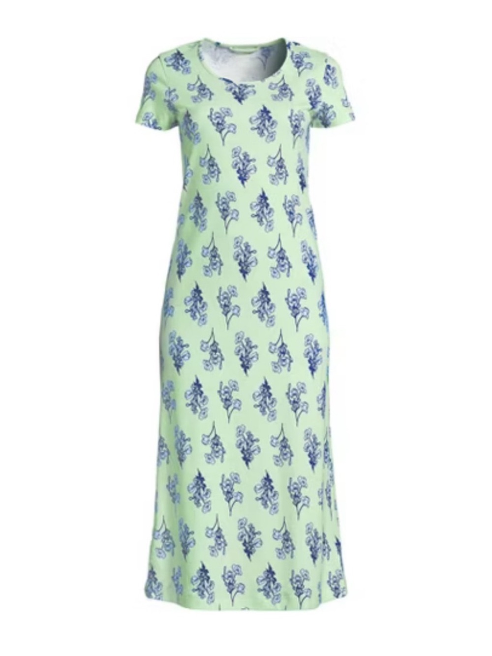 NEW Lands' End Cotton
Short Sleeve Midcalf
Nightgown Mint/Blue Sky Vtg
Floral M